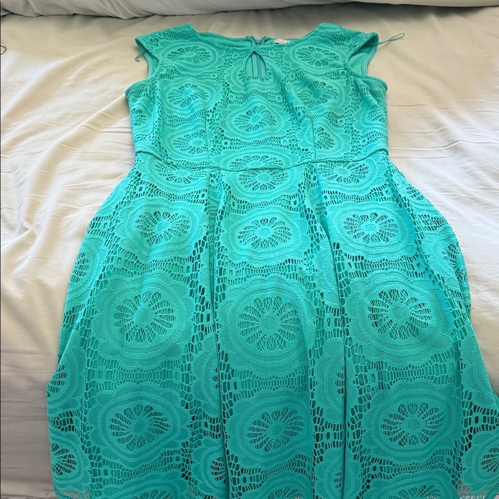 Dana Buchman Teal Lace Midi Dress